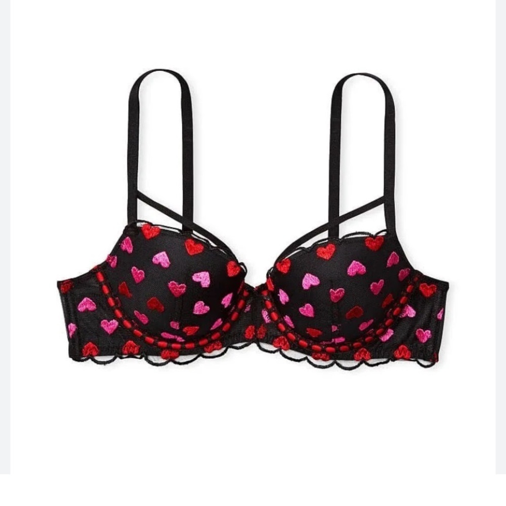 New! Victoria's Secret Lightly Lined Heart Demi Multi Heart Bra 20048